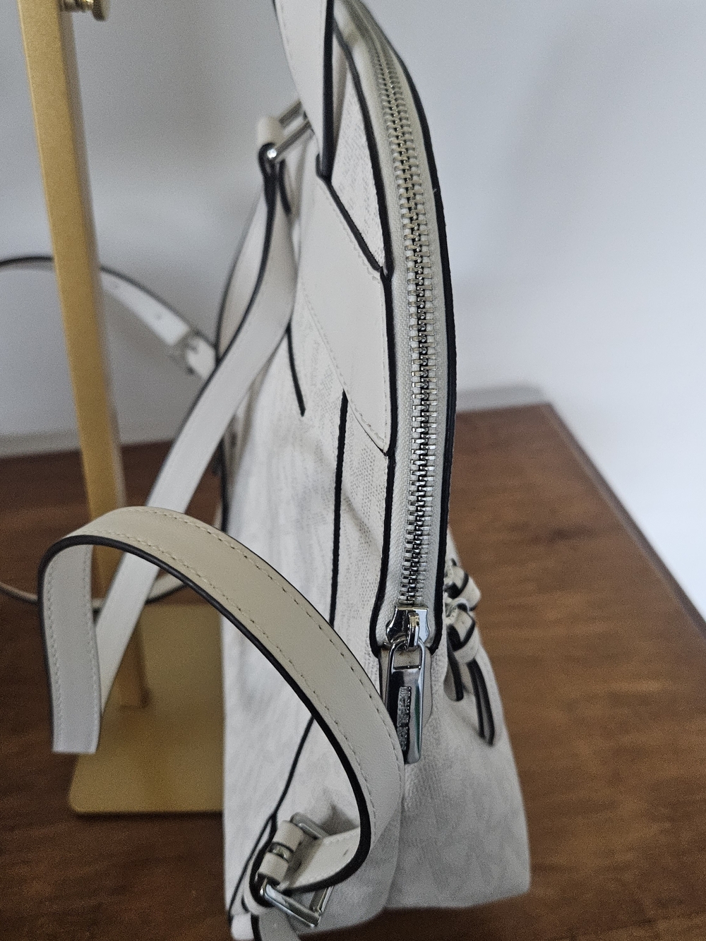 Michael Kors White Monogram Zip-Front Backpack - Picture 3 of 5